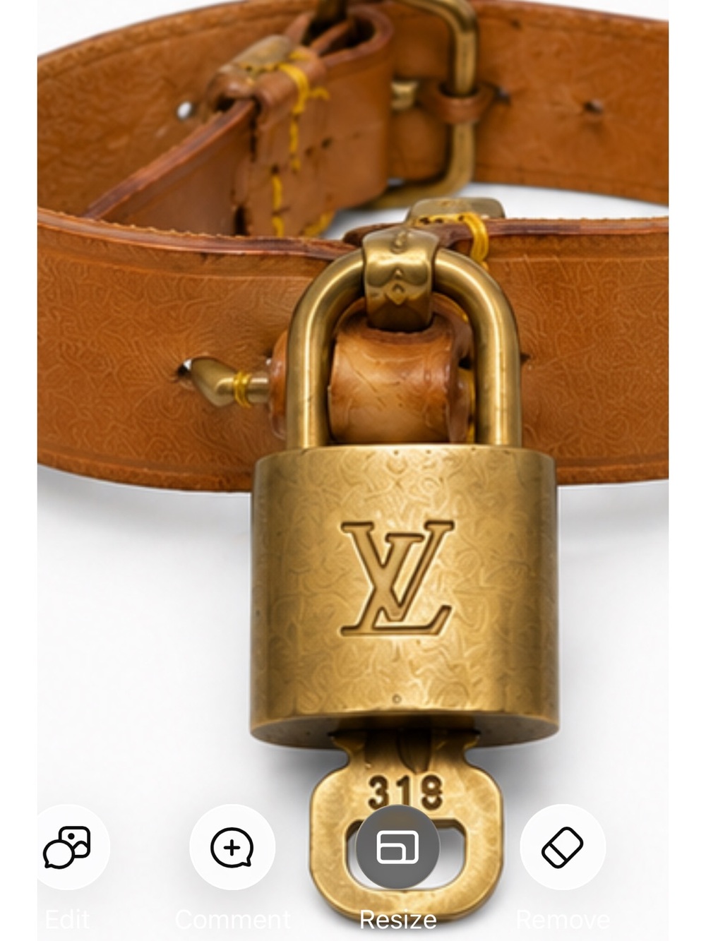 Louis Vuitton Tan Leather Poignet with Gold Padlock #318 EUC